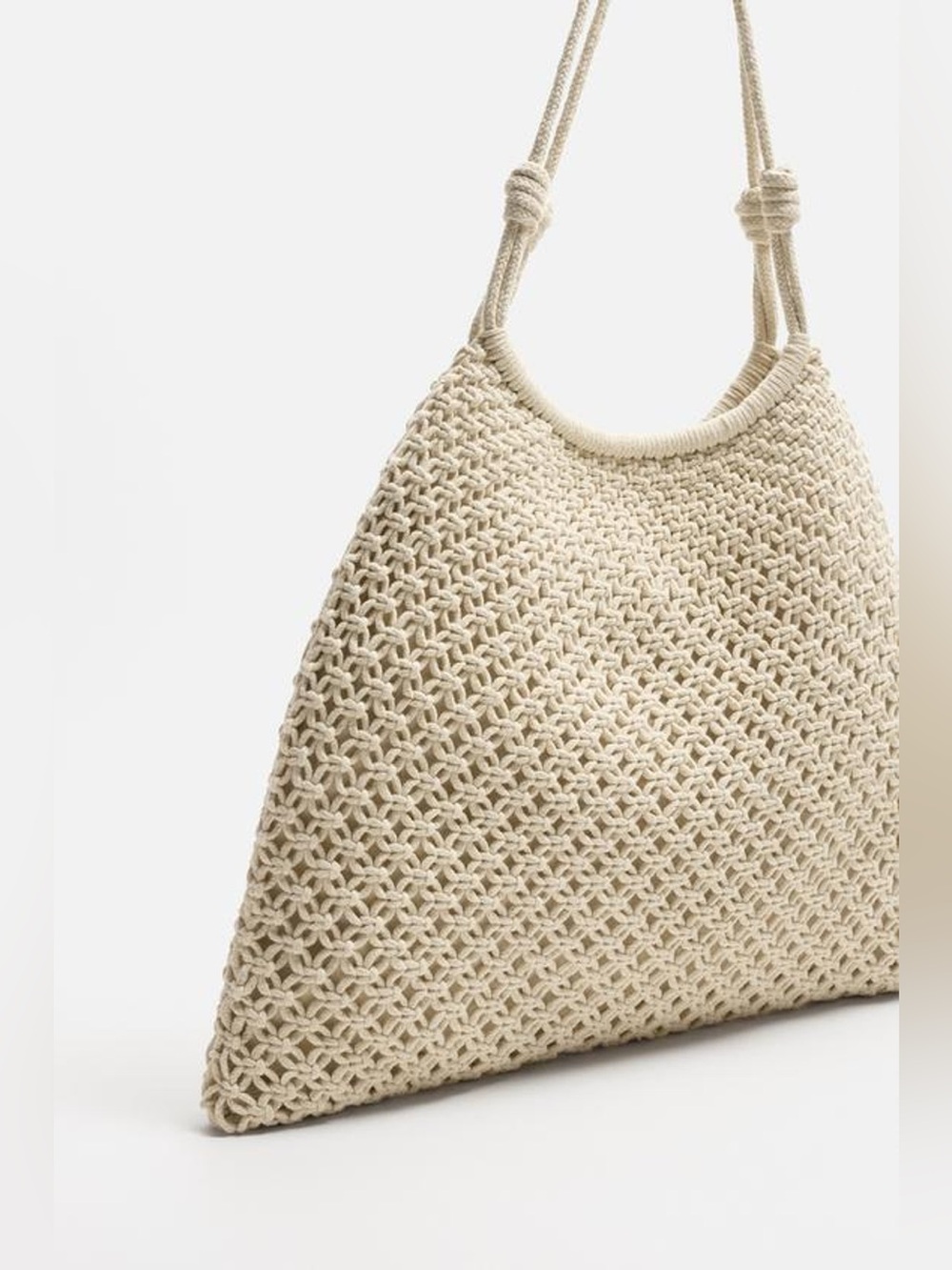 NWOT. Zara Ecru/White Macramé Tote Shopper Bag. - Picture 2 of 12